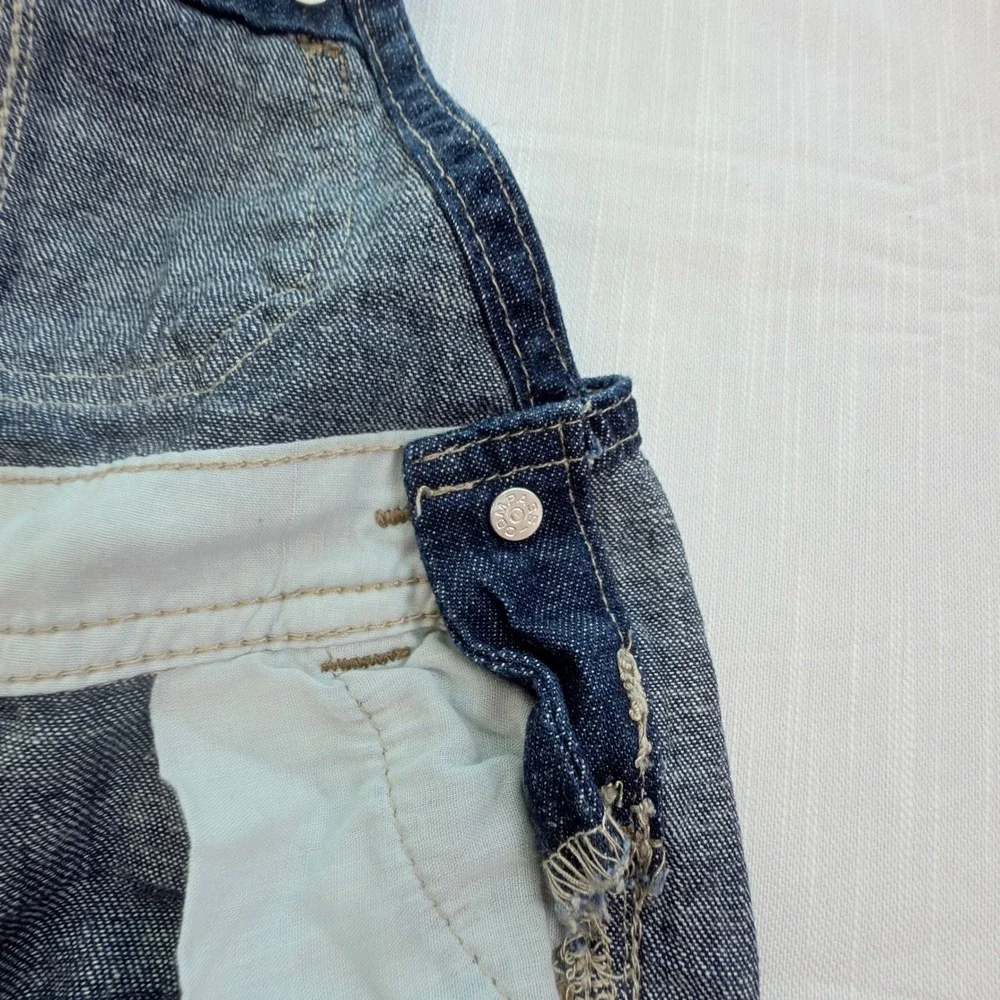 OshKosh B'gosh Denim Shortalls Baby 3M Dark Wash Excellent Vestbak Overalls